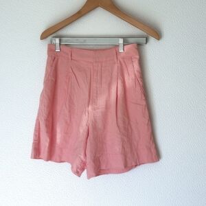Abercrombie & Fitch High-Waist Pink Linen Blend Shorts
